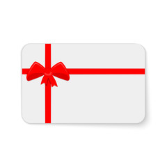 Gift card with red bow. Vector illustration