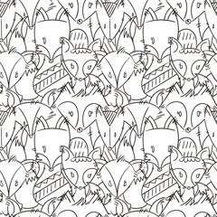 Seamless pattern with cutest scandinavian foxes. Animal vector ornament