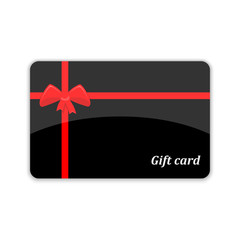 Gift card with red bow. Vector illustration