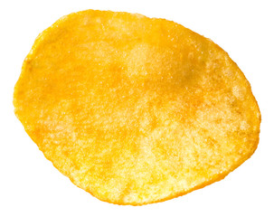 potato chips close-up on an isolated white background