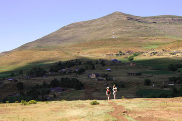 Two hikers in Lesotho