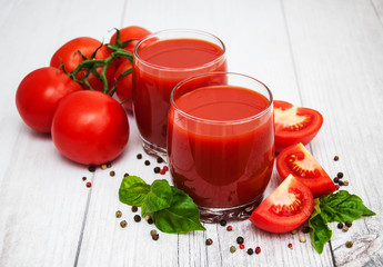 Glasses with tomato juice