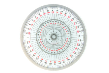 circle measuring equipment 360 degree on white background, tranparent protractor