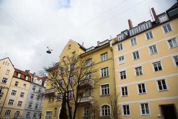 Obraz premium Row of houses with old building houses in Schwabing, colorful facade