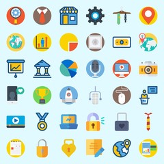 Icons about Digital Marketing with medal, startup, location, note, safebox and money