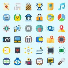 Icons about Digital Marketing with route, pie chart, money, map, stats and location