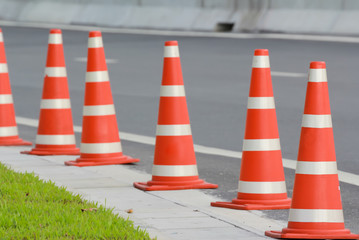 bright orange traffic cones