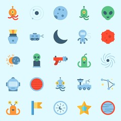 Icons set about Universe with blaster, uran, capsule, orbit, eclipse and alien © Orxan