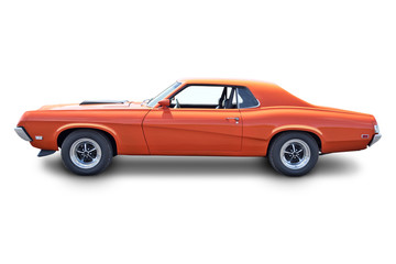 Obraz na płótnie Canvas Orange Muscle Car Profile