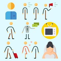 Icons set about Human with man, bride, girlfriend, male, boyfriend  and walker