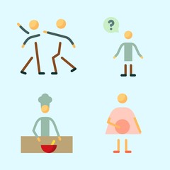 Icons set about Human with aggressive, question, cooker, fight, chief and male