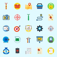 Icons set about Digital Marketing with presentation, location, route, newspaper, smartphone and statistics