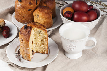 Traditional orthodox christian easter food kulich with raisins