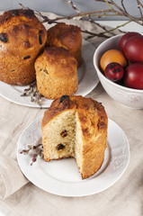 Traditional orthodox christian easter food kulich with raisins