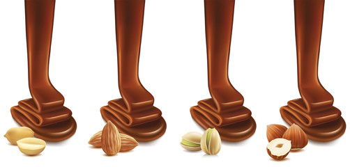 chocolate design with peanut, hazelnut, pistachio, almond 