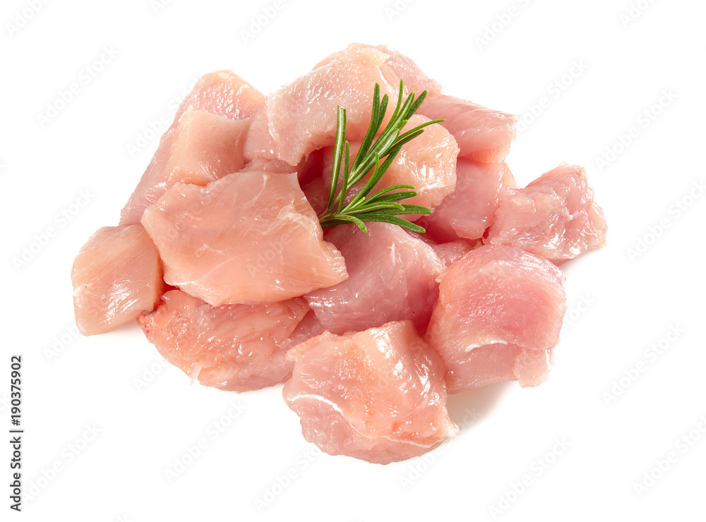 Poster raw turkey fillet pieces isolated