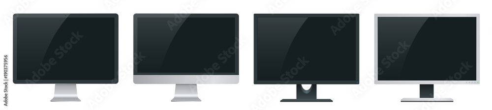 Wall mural computer monitor screen mockup with a perspective view to showcase website design project in modern 