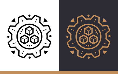 Outline icon Automated solution. Data science technology and machine learning process. Suitable for print, website and presentation