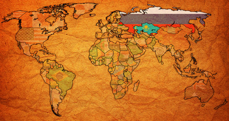 Fototapeta na wymiar Eurasian Economic Union territory on world map