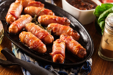 Pigs in blankets in baking dish