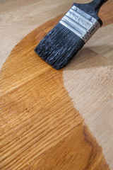 Brushing Oil onto Oak Surface
