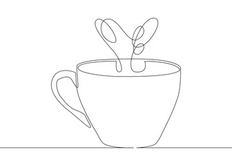 continuous line drawing cup of coffee