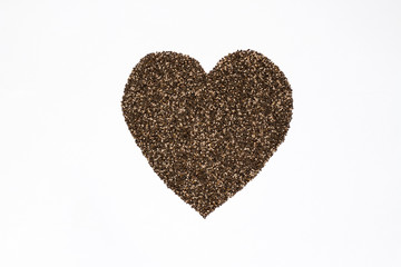 Shape of heart from Chia seeds. Super food.