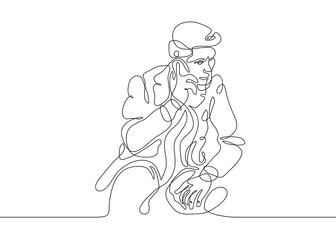 continuous line drawing businessman talking on smartphone