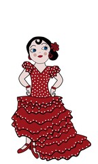 Mujer vestida con traje de faralaes.