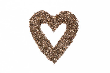 Heart frame from Chia seeds. Super food.