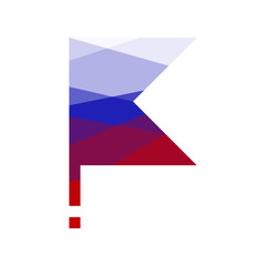 Russian flag on flagpole. low poly