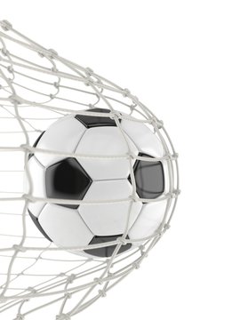 Soccer ball inside net