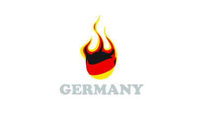germany flag and fire ball