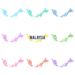 Vector dotted colourful map of Malaysia.