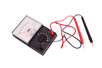 analog multimeter isolated on white background with clipping path