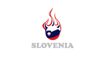 slovenia flag and fire ball