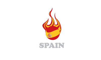 spain flag and fire ball