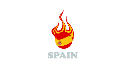 spain flag and fire ball