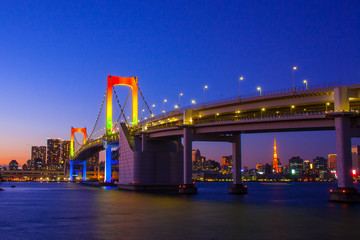 Fototapeta na wymiar Rainbow Bridge in Tokyo Japan