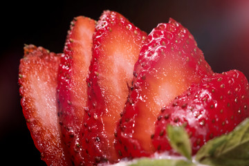 Strawberry natural fruit macro detal rose beauty pink - obrazy, fototapety, plakaty
