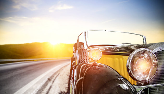 Fototapeta summer car and free space for your decoration. 