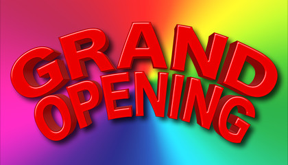 Stock Illustration - Red Grand Opening, 3D Illustration, Isolated Against the Multicolored Background.