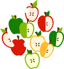 Juicy apple slice on a white background.