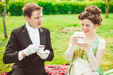 Fototapeta premium Aristocrats drink tea