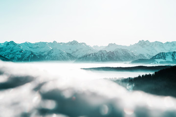 Cold blue toned winter landscape