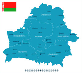 Belarus - map and flag - Detailed Vector Illustration