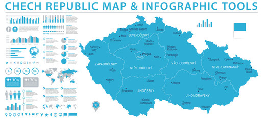 Naklejka premium Mapa Czech - informacje grafiki wektorowej