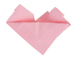 light pink heart origami isolated on white