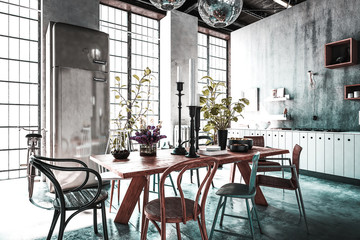 Dining room in spacious modern home