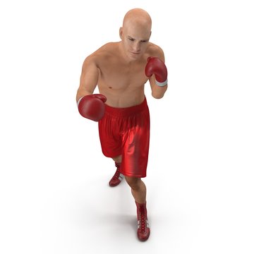 Male boxer on white. 3D illustration